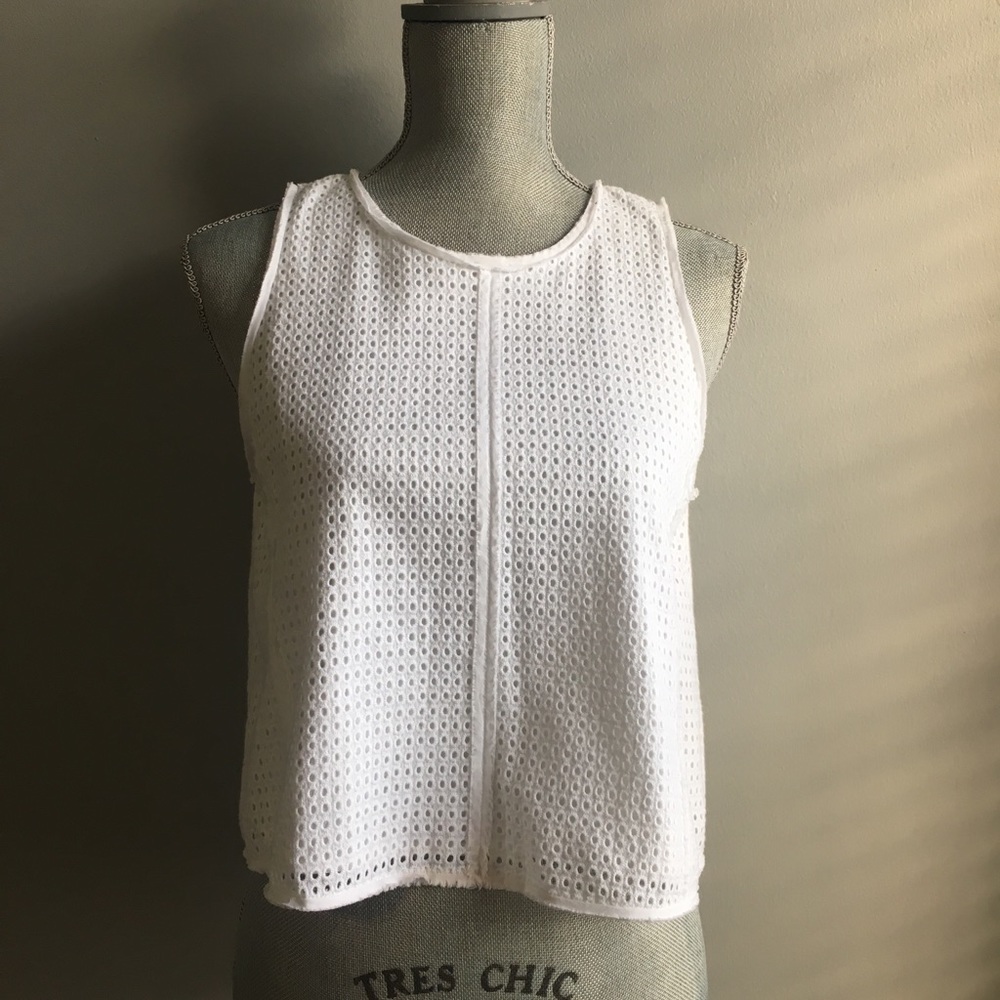 BCBGMaxazria white sleeveless crop top
